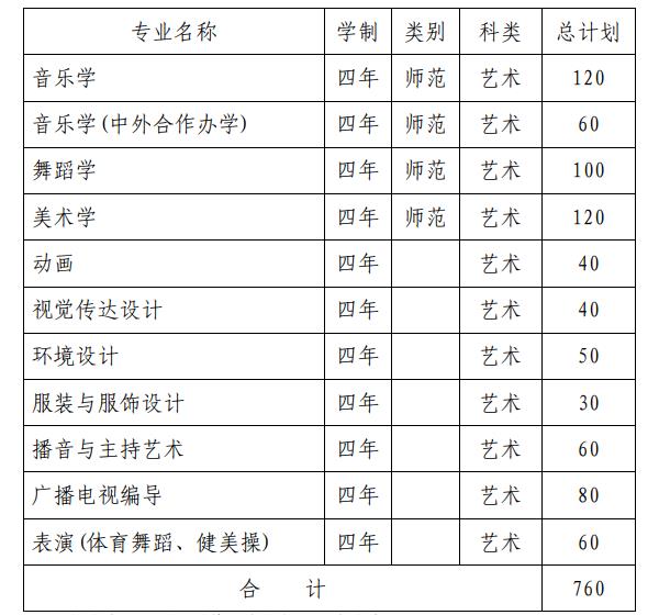 艺术类专业总计划