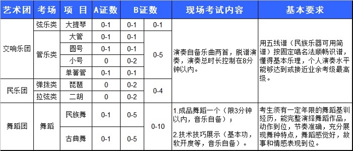 长安大学2019年高水平艺术团各专业考试内容