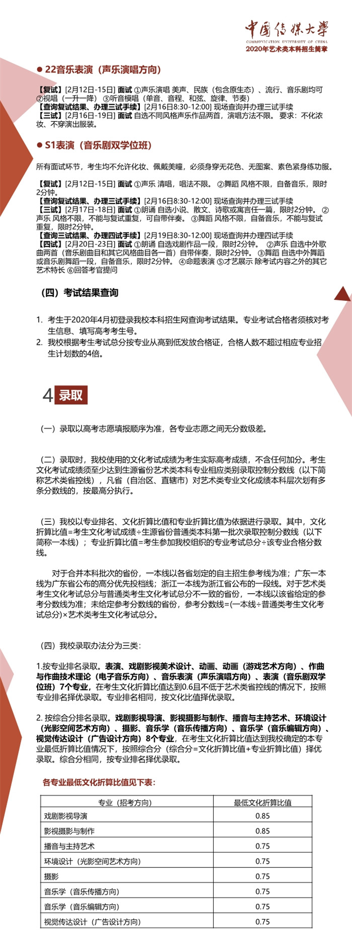 中国传媒大学2020年艺术类本科招生简章005