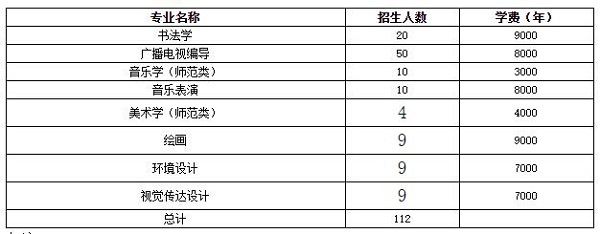 2020年山东省艺术类专业招生计划