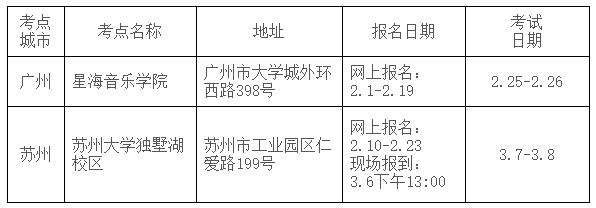 音乐表演专业校考时间及地点