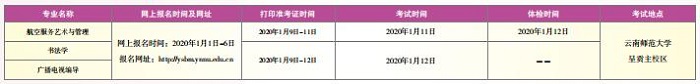 云南师范大学校考报名和考试时间及地点