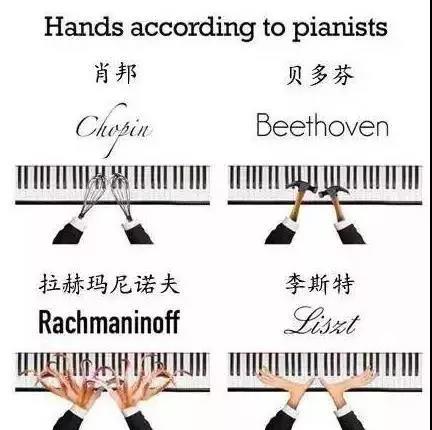 一张图形象描绘钢琴们各具特色的“手”